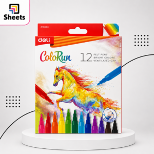 فلوماستر Deli ColoRun قابل للغسيل | Deli ColoRun Felt Pens – 12 Colours