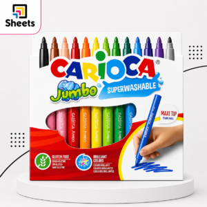 فلوماستر جامبو Maxi Tip قابل للمسح Carioca | Carioca Jumbo Super Washable Maxi Tip Markers – 12 Colours
