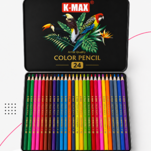 ألوان خشبية K-MAX معدنية كبيرة – 24 لون | K-MAX Large Coloured Pencils Set – 24 Colours