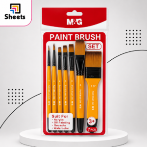 M&G Paint Brush Set – 7 Brushes | طقم فرش رسم  (مقبض برتقالي) – 7 قطع