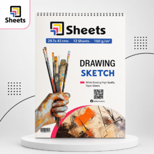 اسكتش أبيض كبير Sheets A3 (29.7 × 42 سم) | Large White Sketch Pad A3 – 150gsm (12 Sheets)