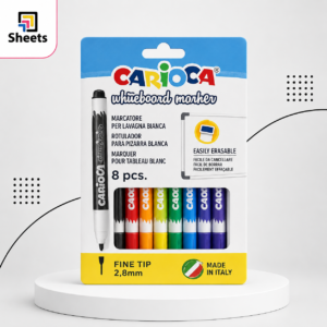 Carioca Whiteboard Markers – 8 Colours (Fine Tip 2.8mm) | طقم أقلام سبورة – 8 ألوان