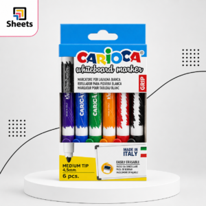 Carioca Whiteboard Markers – 6 Colours (Medium Tip 4.5mm) | طقم أقلام سبورة – 6 ألوان