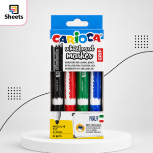 Carioca Whiteboard Markers – 4 Colours (Medium Tip 4.5mm) | طقم أقلام سبورة – 4 ألوان 