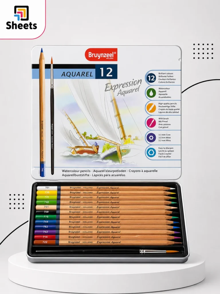Bruynzeel Watercolour Pencils with Brush – 12 Colours