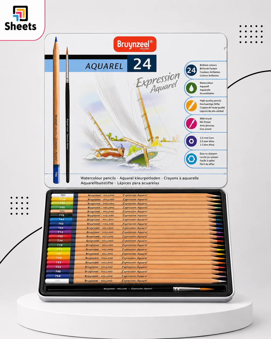 Bruynzeel Watercolour Pencils with Brush – 24 Colours Bruynzeel Watercolour Pencils with Brush – 24 Colours