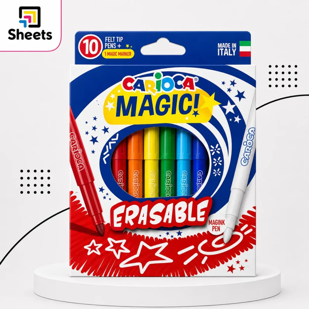 Carioca Magici Jumbo Erasable Markers – 9+1 Colours