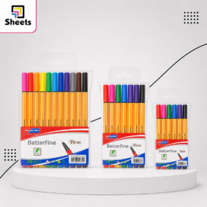 SkyGlory BetterFine Coloured Pens | أقلام جاف ملونة سن ريشة – متوفرة بـ 3 أحجام (6، 10، 12 لون)