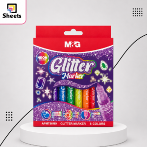 M&G Neon Glitter Markers – 6 Colours | طقم ماركر جليتر نيون – 6 ألوان