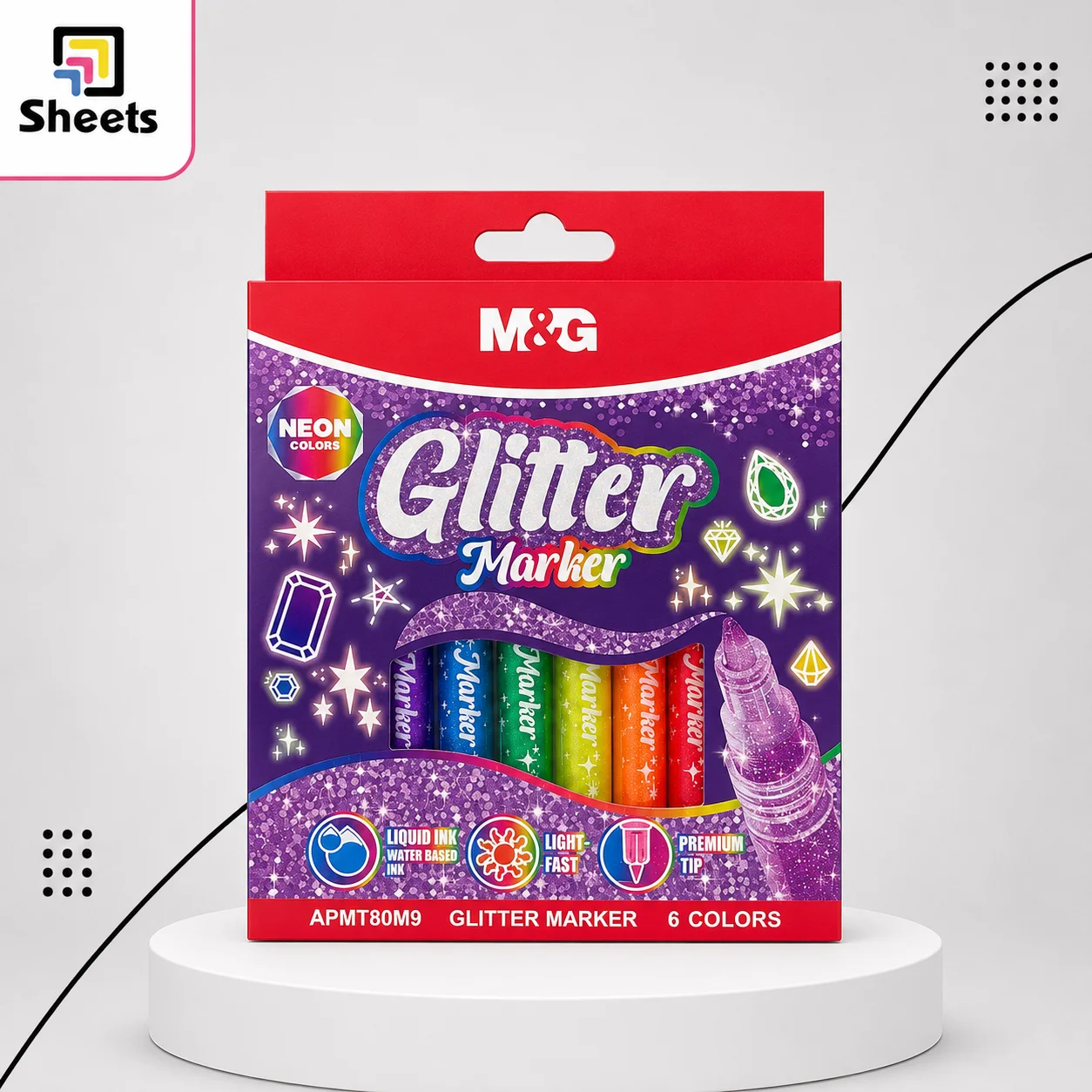 ChatGPT-Image-Jul-8-2026-03_30_50-PM M&G Neon Glitter Markers – 6 Colours - Image 1