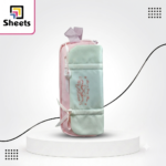 Sheets Quilted Soft Fabric Pencil Case with Side Bows – Mint & Pink 