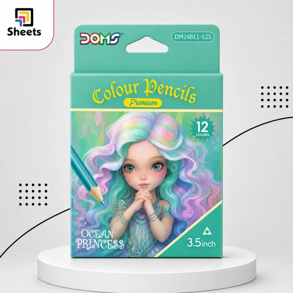 DOMS Ocean Princess Coloured Pencils – 12 Colors (Short)