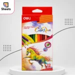 Deli Triangular Coloured Pencils – 12 Colors (Long)