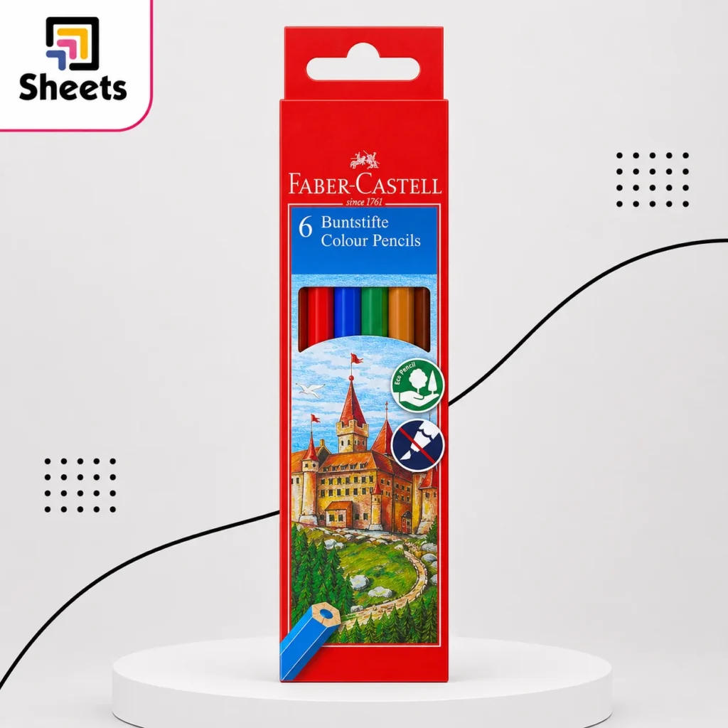 Faber-Castell Coloured Pencils – 6 Colors (Long)