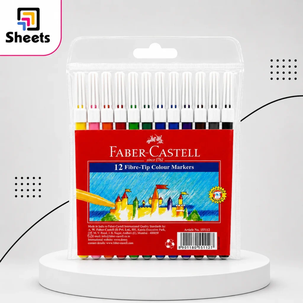 Faber-Castell Fibre-Tip Colour Markers – 12 Colours