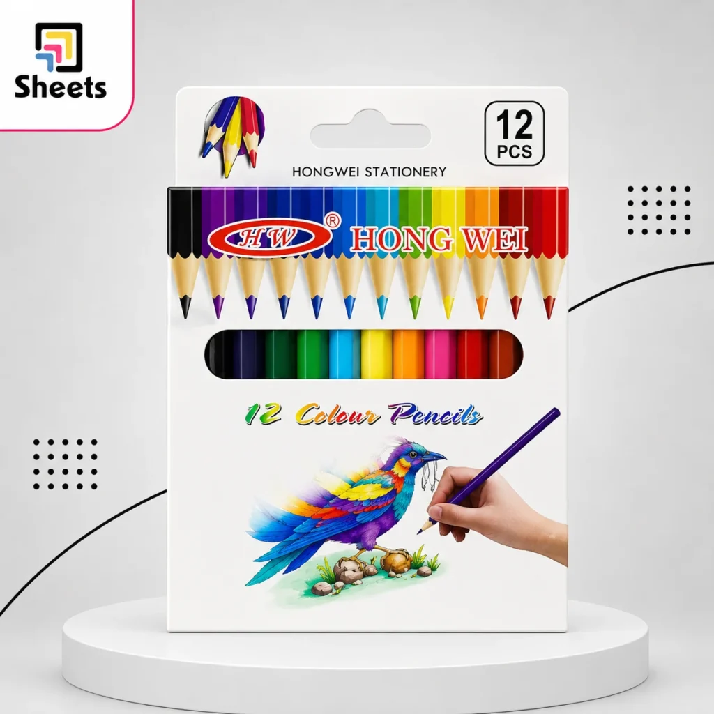 Hong Wei Coloured Pencils – 12 Colors (Short)