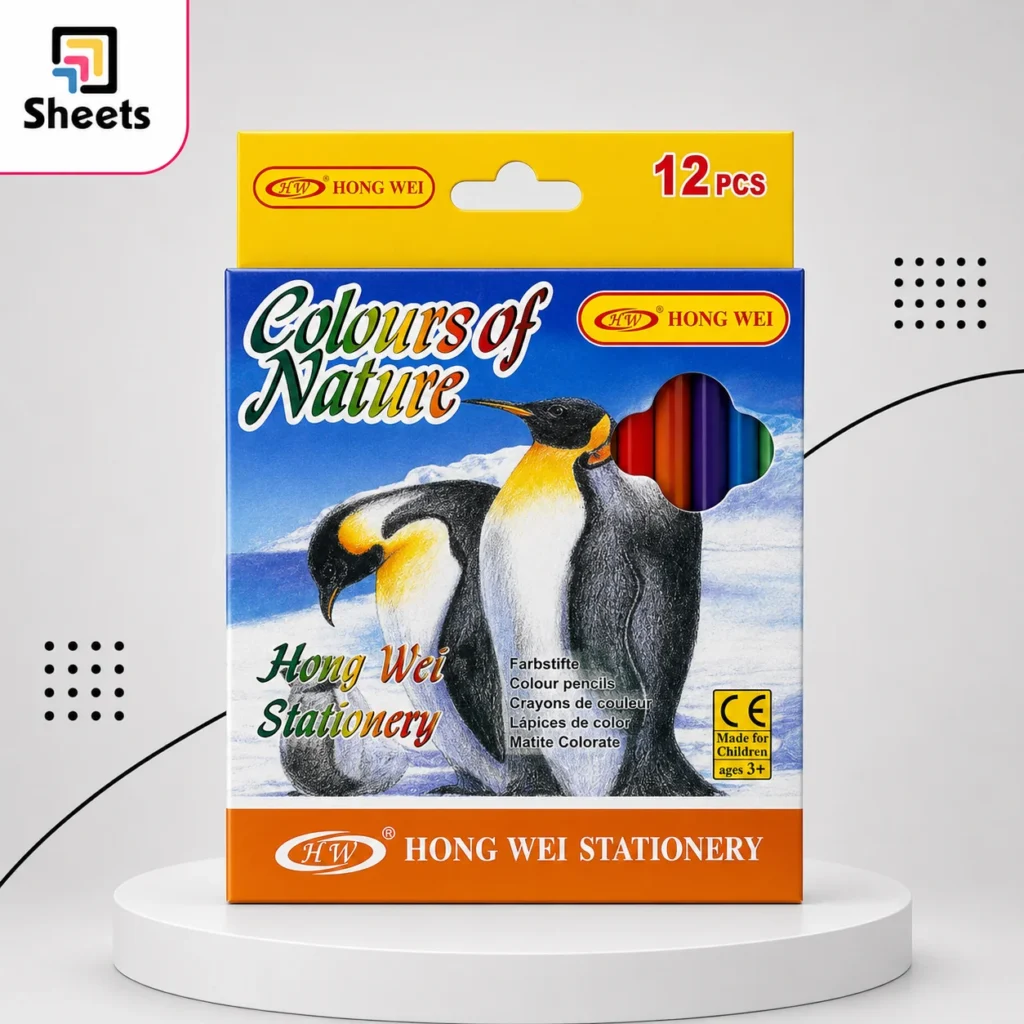 Hong Wei Coloured Pencils – 12 Colors (Short)