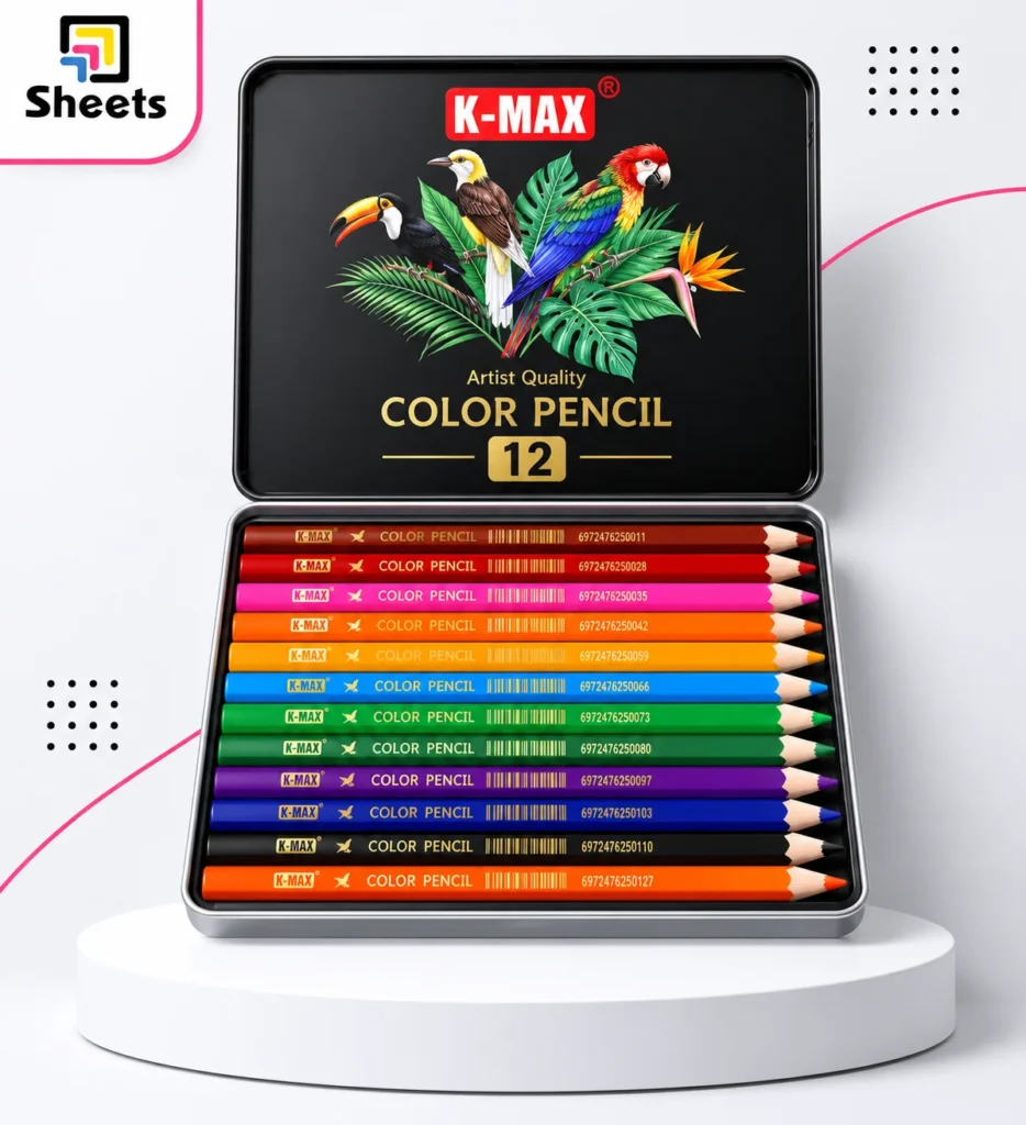 K-MAX Coloured Pencils – 12 Colours