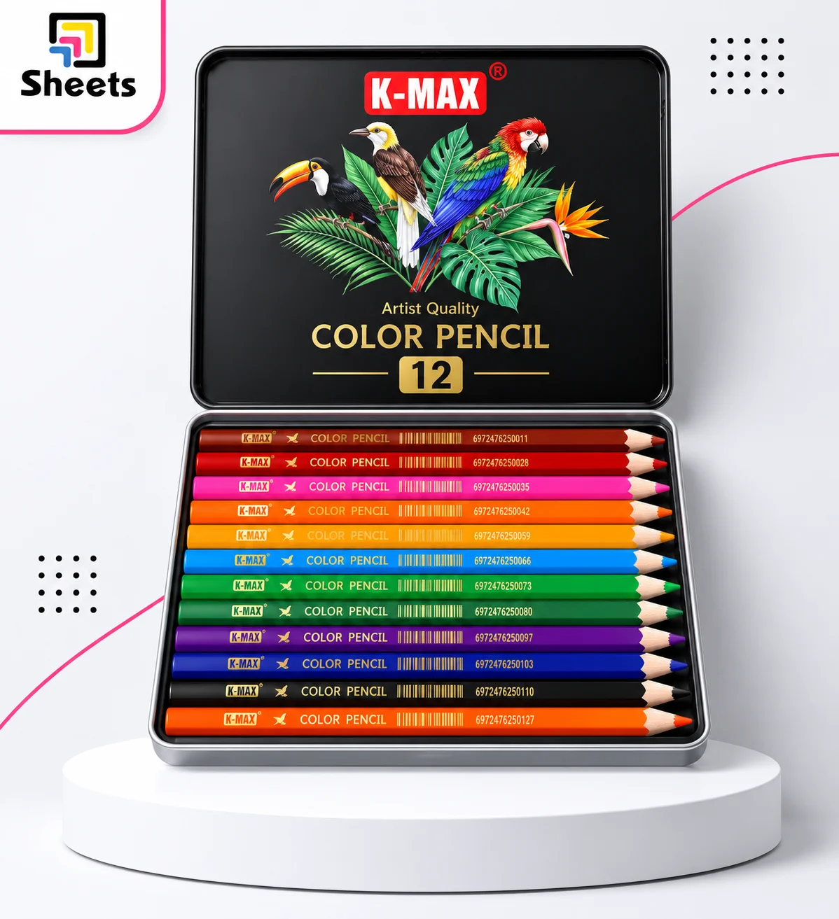 K-MAX Coloured Pencils – 12 Colours K-MAX Coloured Pencils – 12 Colours