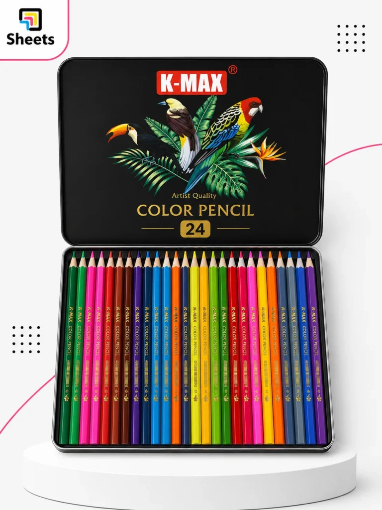 K-MAX Large Coloured Pencils Set – 24 Colours