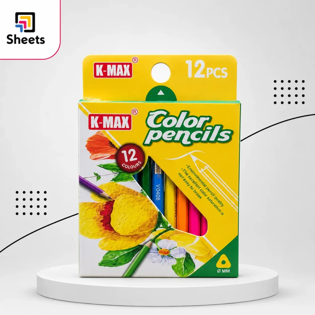 K-Max Triangular Coloured Pencils – 12 Colors