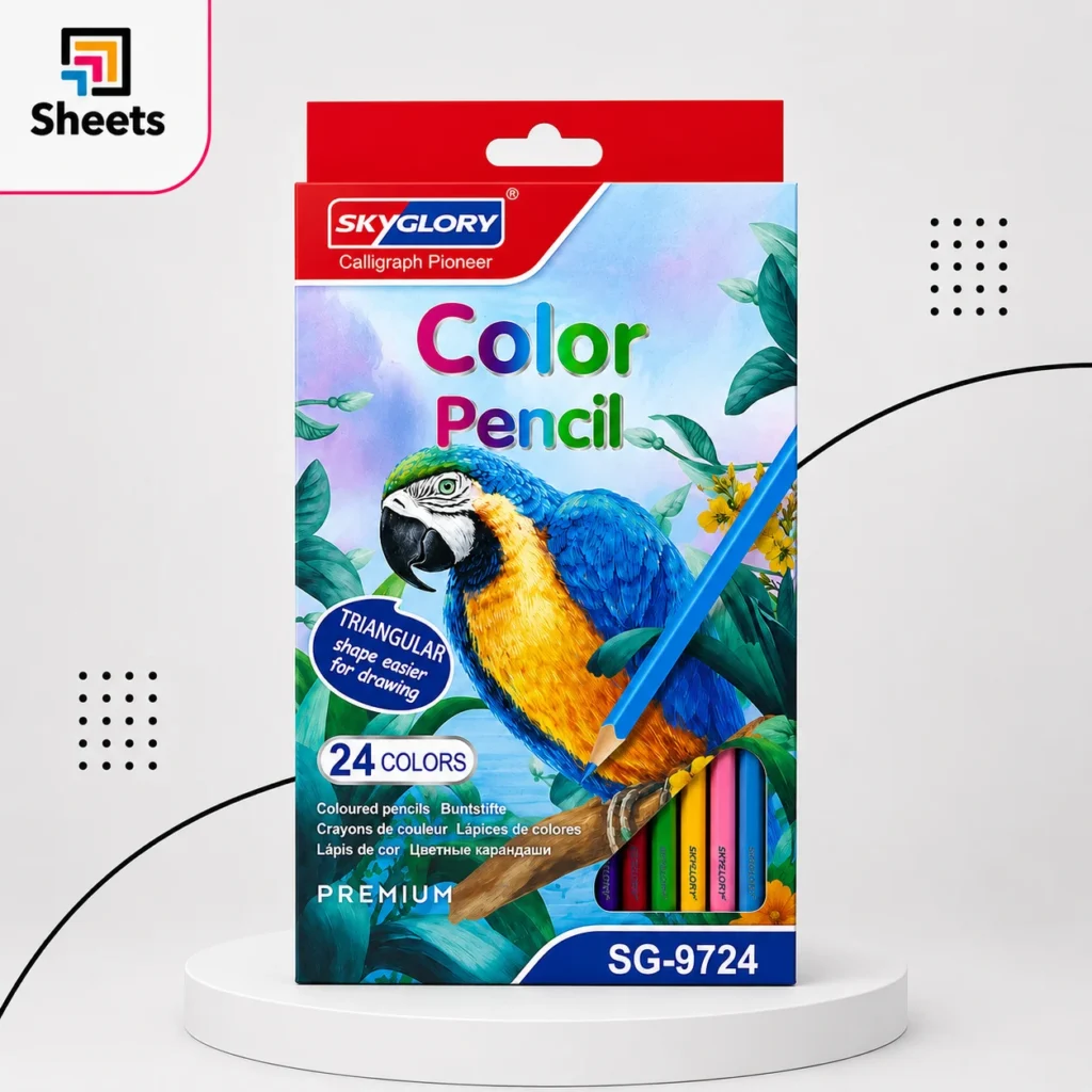Skyglory Triangular Coloured Pencils – 24 Colors