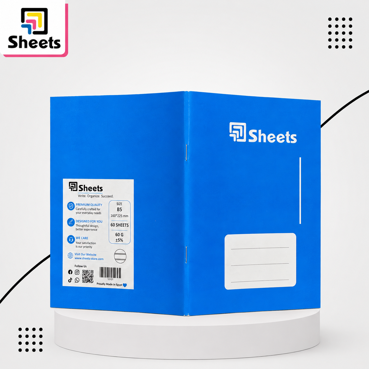 10101 - ( كود 10101 ) - ( القسم ادوات مكتبية ) - ( الصنف Sheets 60 A5 انجليزي ) سعر البيع 20 (2) Sheets Double Lined Notebook A5 – 60 Sheets (Blue) - Image 1