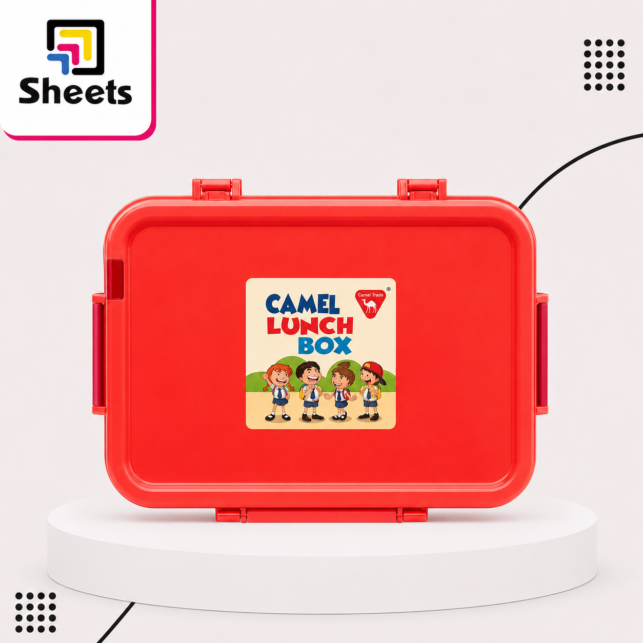 10206 - ( كود 10206 ) - ( القسم ادوات مكتبية ) - ( الصنف CAMEL LUNCH BOX غطا شفاف ومعتم ستيكر ) سعر البيع 80 Camel Lunch Box – Red - Image 1