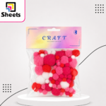 Cotton Pom Poms with Glitter – Pink & Red Mix Pack