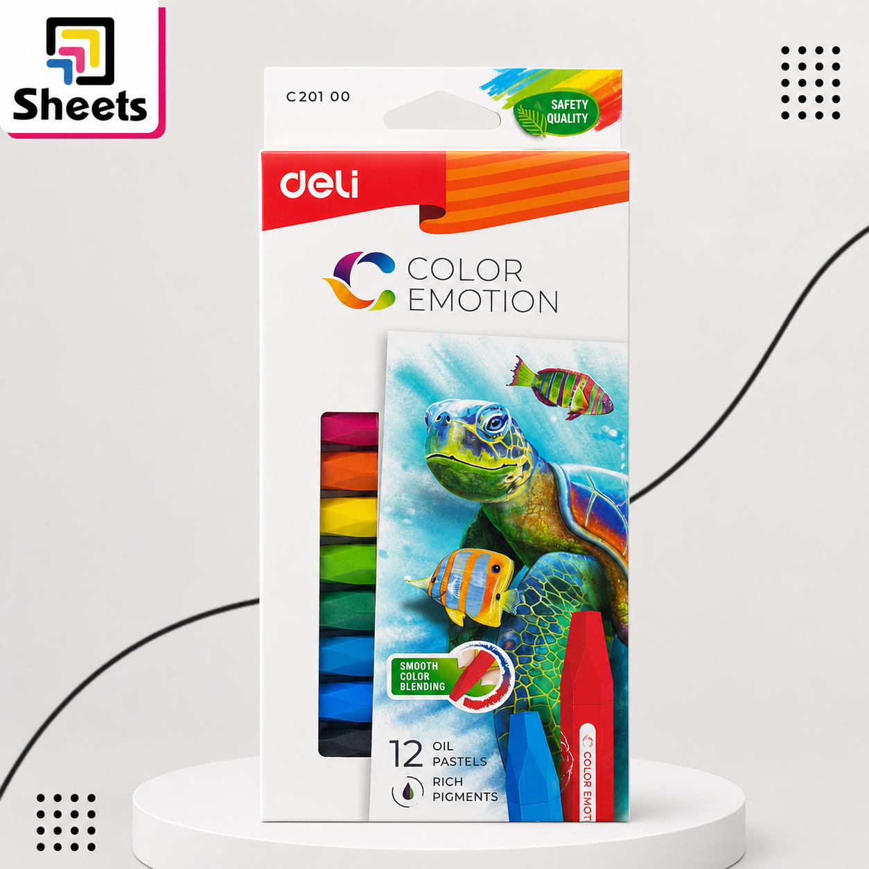 10416 - ( كود 10416 ) - ( القسم ادوات مكتبية ) - ( الصنف Deli color emotion oil pastels 12pcs ) سعر البيع 85 Deli Color Emotion Oil Pastels – 12 Colors - Image 1