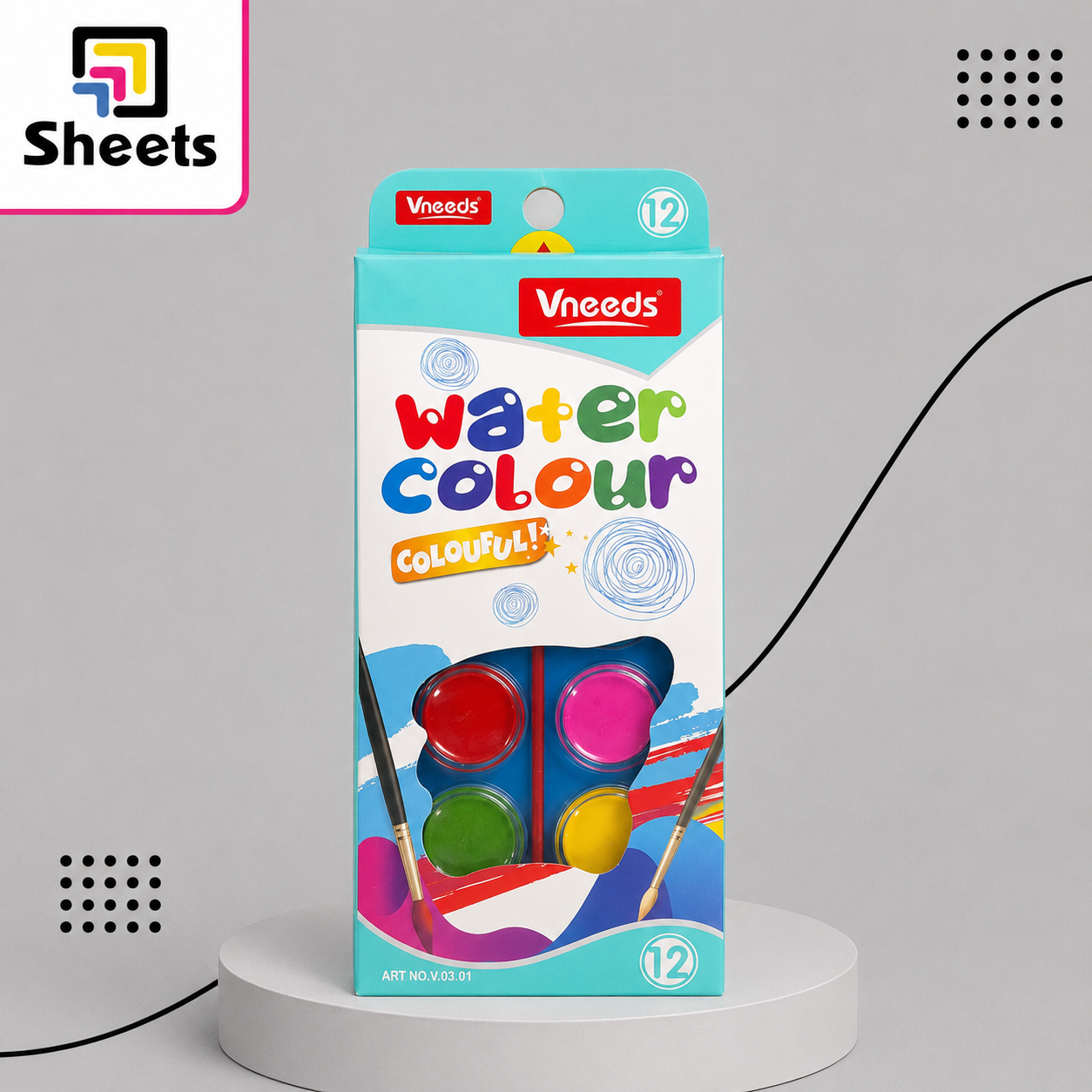 1264 - ( كود 1264 ) - ( القسم ادوات مكتبية ) - ( الصنف Vneeds 12 Water Colours ) سعر البيع 55 Vneeds Water Colours – 12 Colours - Image 1