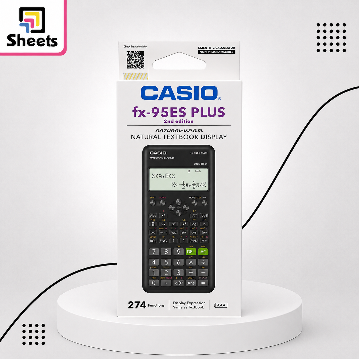1869 - ( كود 4549526608735 ) - ( القسم ادوات مكتبية ) - ( الصنف Casio fx-95 es plus calculator ) سعر البيع 381.88 Casio fx-95ES PLUS Scientific Calculator - Image 1