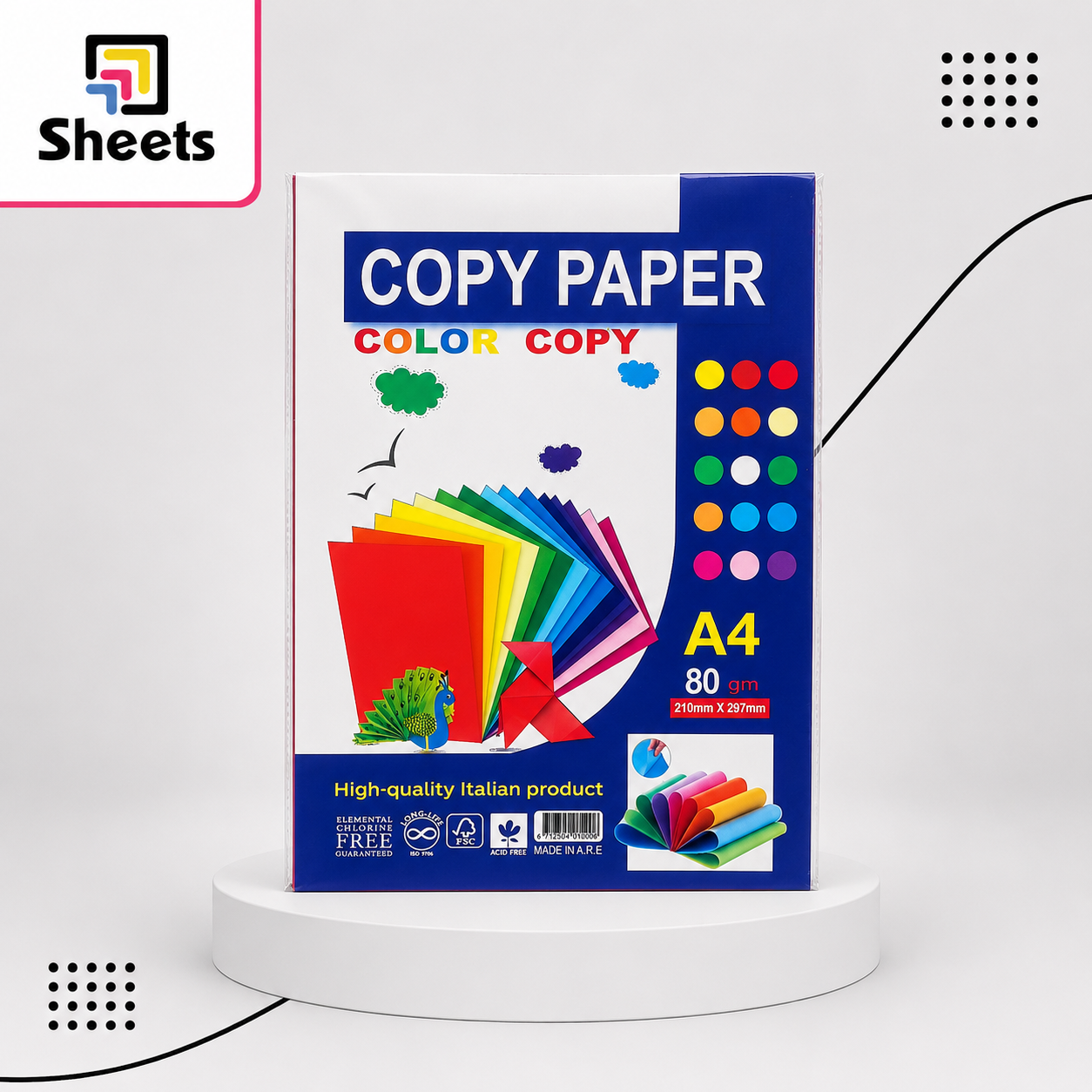 358 - ( كود 358 ) - ( القسم ادوات مكتبية ) - ( الصنف Arty Paper Color Drawing ) سعر البيع 80 A4 Color Copy Paper – 80gsm - Image 1
