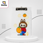 Transparent Clip Board with Labubu & Orange Design