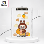 Transparent Clip Board with Labubu & Fruit Design
