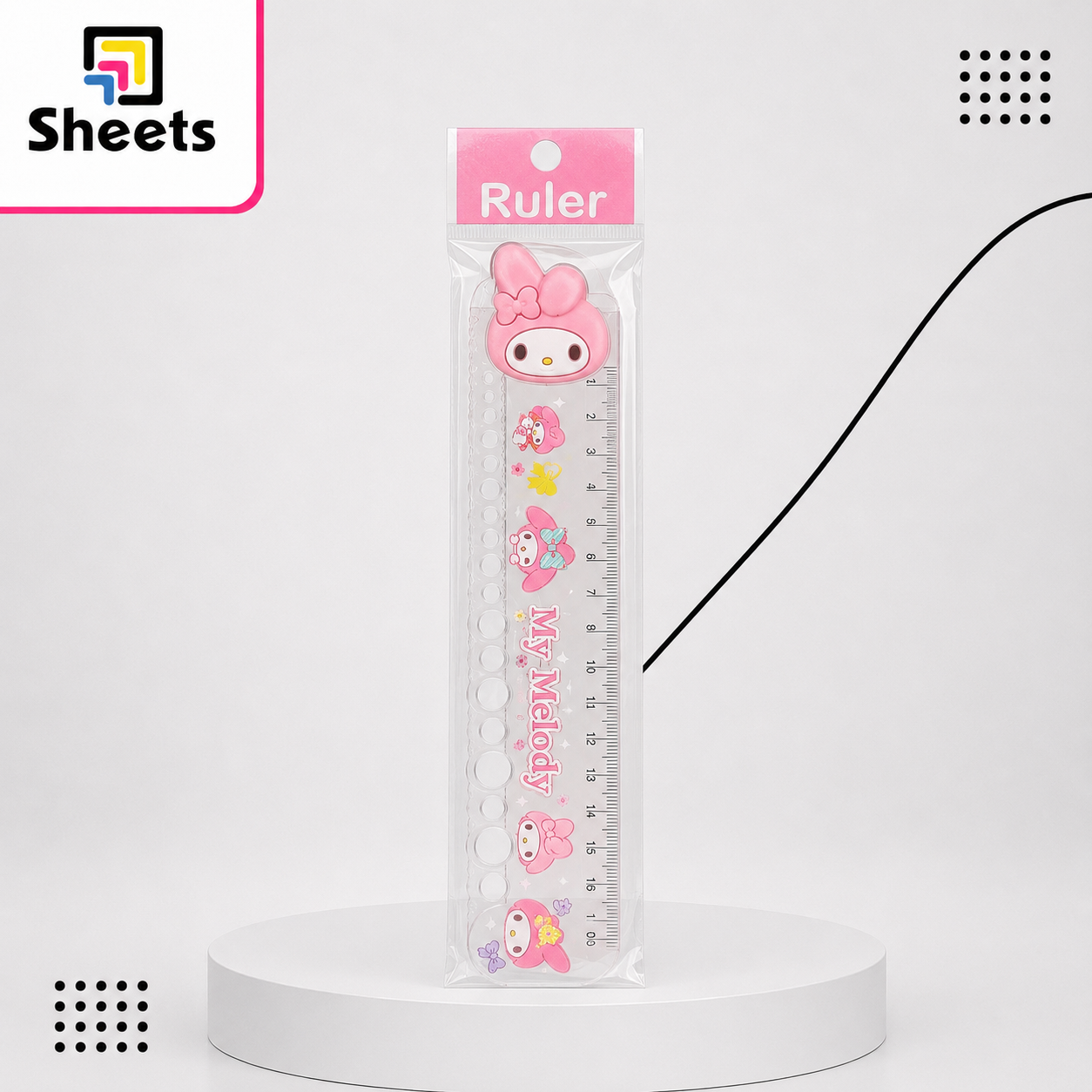 8269 - ( كود 8269 ) - ( القسم ادوات مكتبية ) - ( الصنف مسطره15سم اشكال ) سعر البيع 20 (3) Transparent Pink My Melody 15cm Circle Template Ruler - Image 1