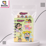 Powerpuff Girls 4-Divider A7 Spiral Notebook – Green & Yellow