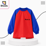 Panda Waterproof Mesh Kids Apron – Red & Blue - Image 2
