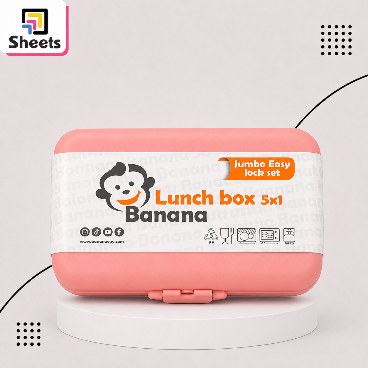 ChatGPT Image Aug 16, 2026, 01_27_21 PM Large 3L Banana 5×1 Lunch Box – Salmon Pink - Image 1