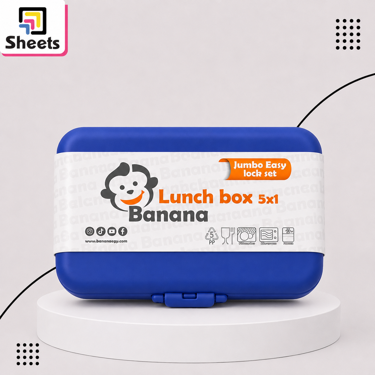 ChatGPT Image Aug 16, 2026, 01_30_43 PM Large 3L Banana 5×1 Lunch Box – Navy Blue - Image 1