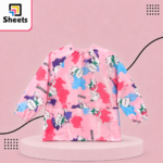 Sheets Long Sleeved Printed Apron – Pink Cat Design - Image 2