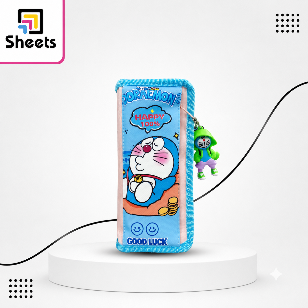 Code 9529 - Gtin 6980682901144 - مقلمه رقم114 (1) Doraemon Triple Pencil Case with Charm – Blue - Image 1