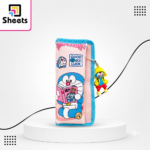 Doraemon Triple Pencil Case with Charm – Pink