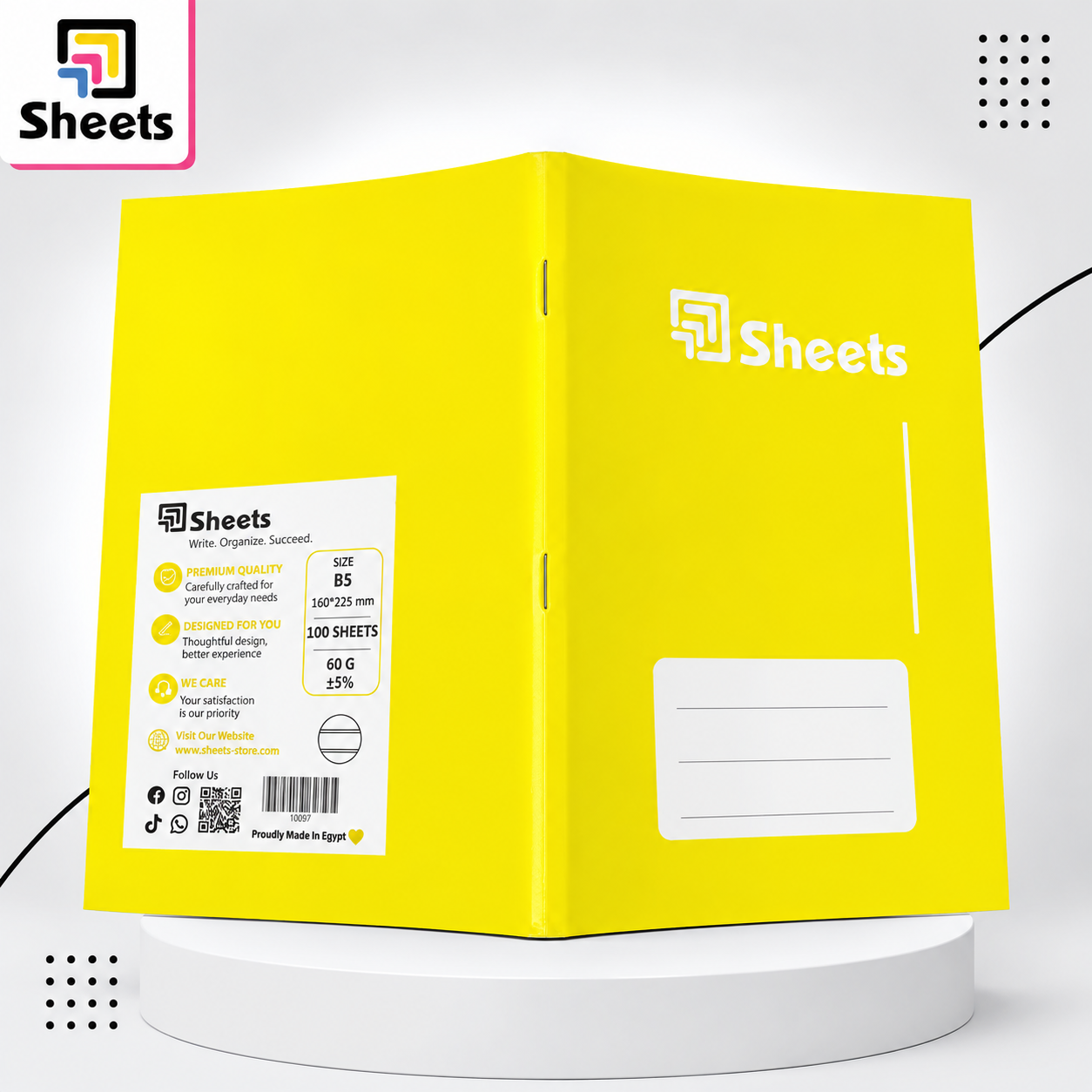 10097 - ( كود 10097 ) - ( القسم ادوات مكتبية ) - ( الصنف Sheets 100 A5 انجليزي ) سعر البيع 30 (2) Sheets Double Lined Notebook A5 – 100 Sheets (Yellow) - Image 1