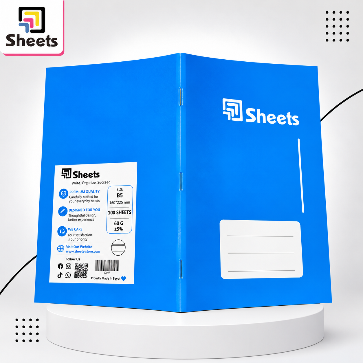 10097 - ( كود 10097 ) - ( القسم ادوات مكتبية ) - ( الصنف Sheets 100 A5 انجليزي ) سعر البيع 30 (4) Sheets Double Lined Notebook A5 – 100 Sheets (Blue) - Image 1