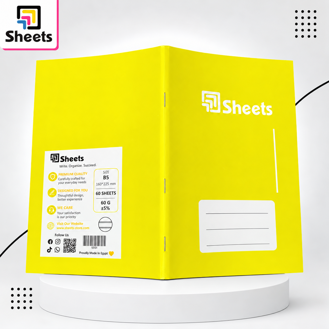 10101 - ( كود 10101 ) - ( القسم ادوات مكتبية ) - ( الصنف Sheets 60 A5 انجليزي ) سعر البيع 20 (3) Sheets Double Lined Notebook A5 – 60 Sheets (Yellow) - Image 1
