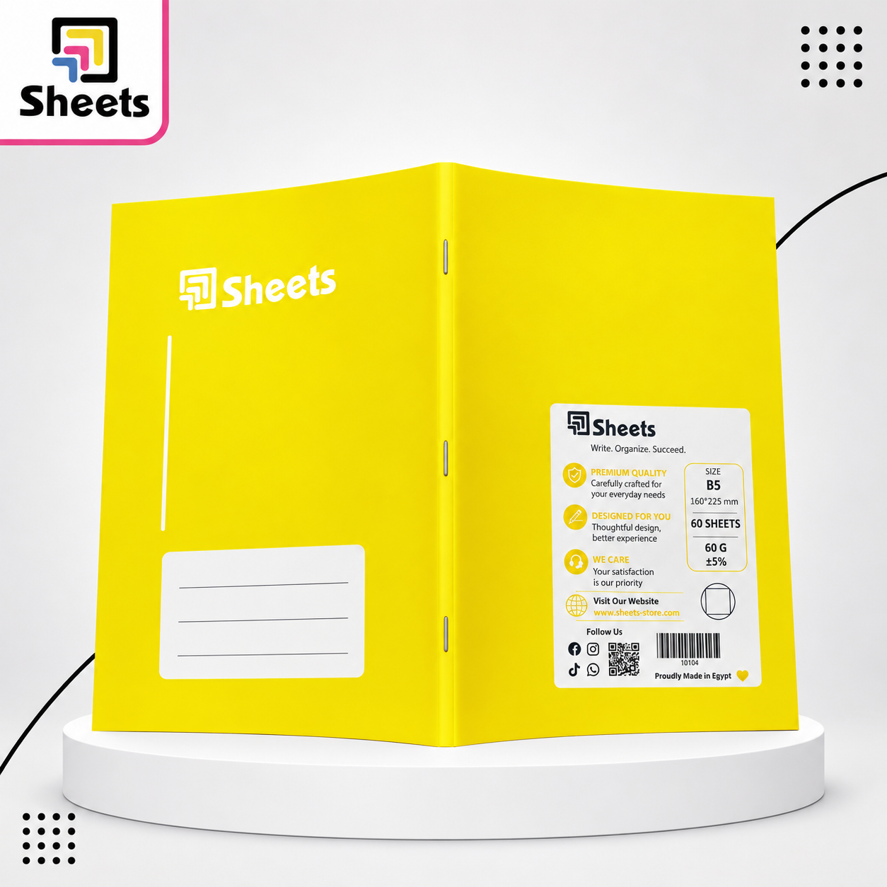 10107 - ( كود 10107 ) - ( القسم ادوات مكتبية ) - ( الصنف Sheets 60 A5 مربعات ص ) سعر البيع 20 (4) Sheets Small Square Notebook A5 – 60 Sheets (Yellow) - Image 1