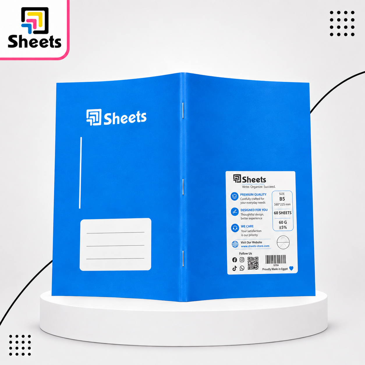 10107 - ( كود 10107 ) - ( القسم ادوات مكتبية ) - ( الصنف Sheets 60 A5 مربعات ص ) سعر البيع 20 Sheets Small Square Notebook A5 – 60 Sheets (Blue) - Image 1