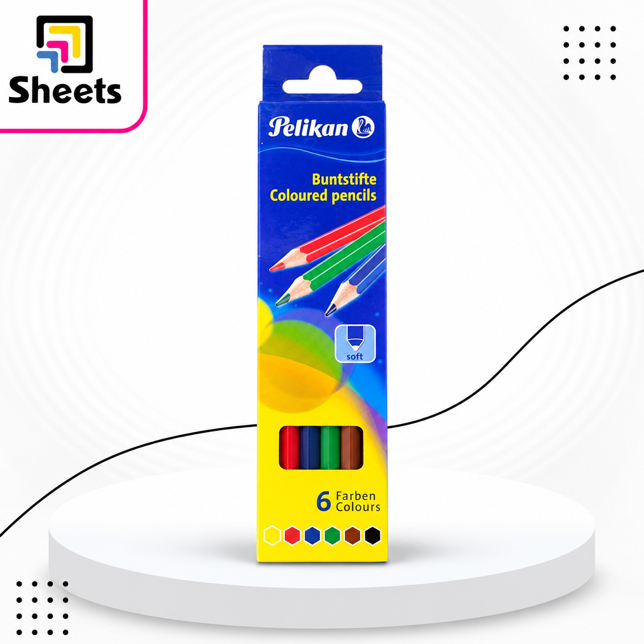 10368 - ( كود 10368 ) - ( القسم ادوات مكتبية ) - ( الصنف Pelikan Buntstifte 6 Colors Tall ) سعر البيع 35 Pelikan Coloured Pencils – 6 Colors (Long Size) - Image 1