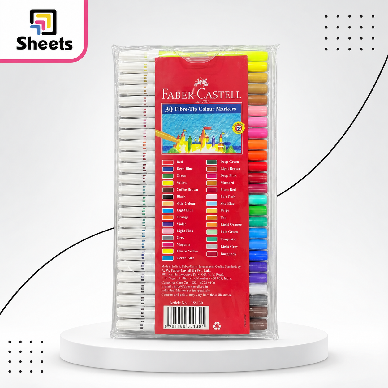 10583 - ( كود 10583 ) - ( القسم ادوات مكتبية ) - ( الصنف faber castell 36 fibre tip color markers ) سعر البيع 290 Faber-Castell 30 Fibre Tip Color Markers - Image 1